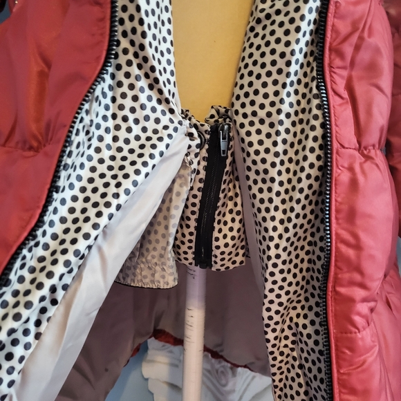 Long puffer winter 2 tone polka dot jacket/coat - Picture 13 of 15